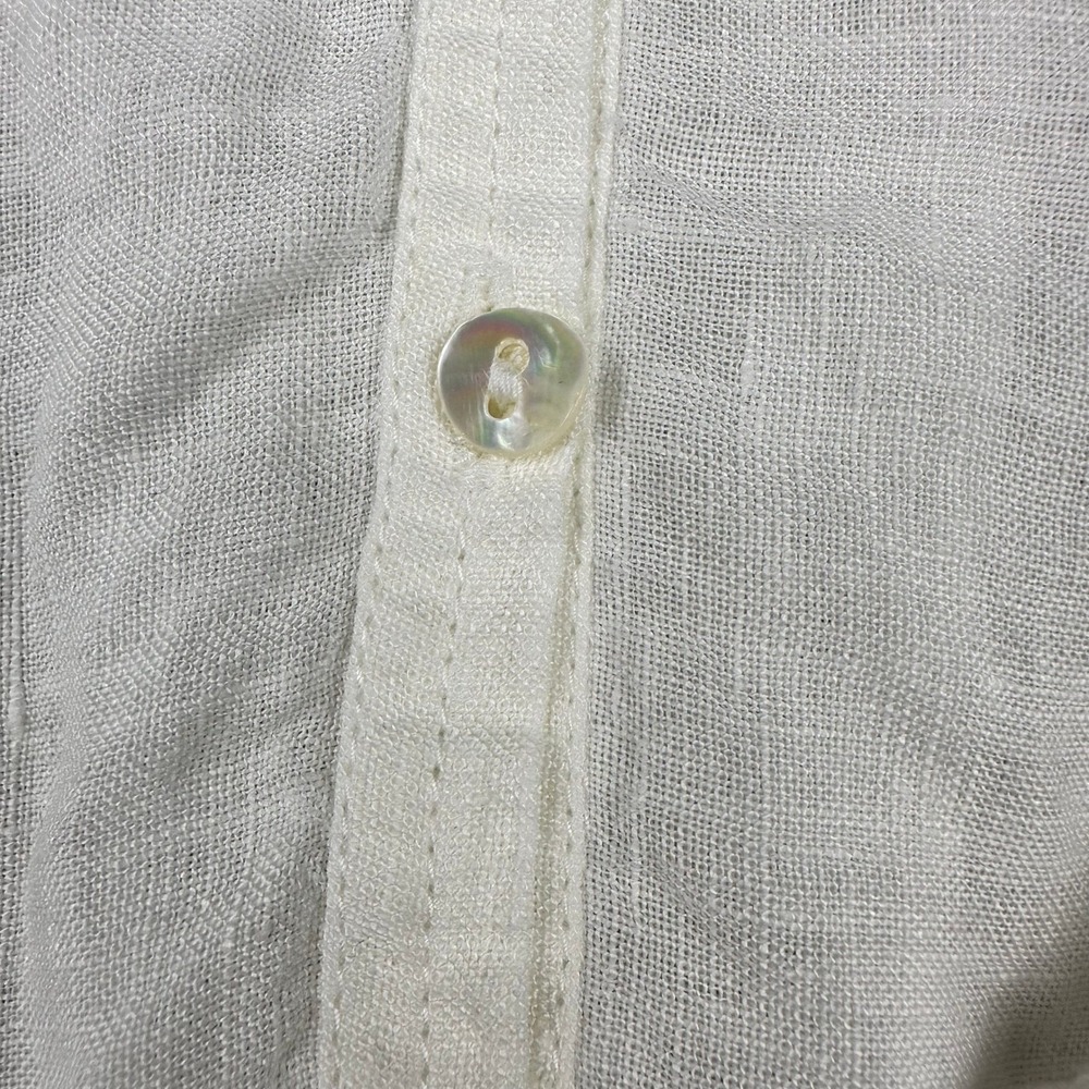 Gorgeous Chicos White 100% Linen Eyelet scalloped Bell Sleeve Tunic Top Sz 1 Med - Picture 5 of 16